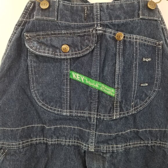 Vintage Key Imperial Overalls Bibs Mens 48X30 Denim Blue Jeans   Workwear - Picture 7 of 11